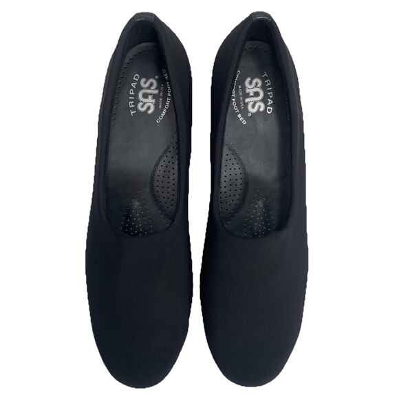SAS Bliss Slip On Wedge Women 8.5 Slim AAA Black Fabric Comfort 2750-13 USA NIB - Picture 4 of 8